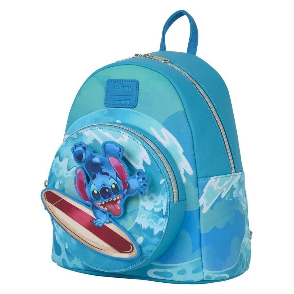 Loungefly Disney Lilo and Stitch Spinning Stitch Surfer Mini Backpack NWT - Picture 2 of 3